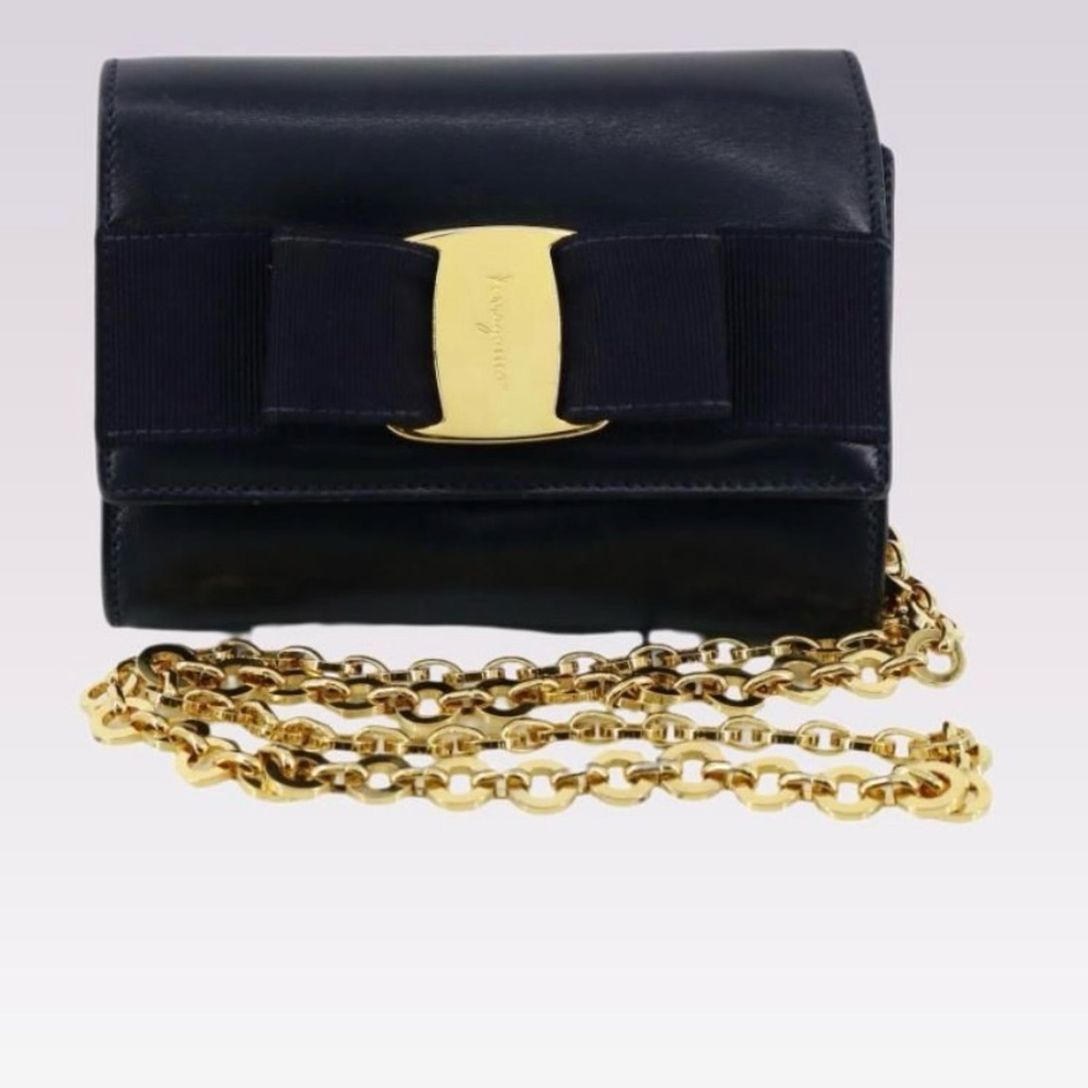 Salvatore Ferragamo Blue and Gold Mini bag with Chain Strap - Picture 3 of 9